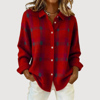 Fiora – Cosy Knit Shirt for Cold-Day Comfort - Red