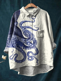 Amelia | Women's Deep Sea Octopus Tentacles Art Print Casual Shirt - Multicolour
