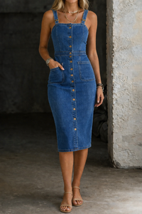Indira | Button-Up Denim Dress - Blue