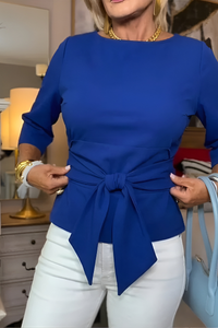Edith | Stylish Bow Waist Top (1+1 Free – Add 2 to Your Cart to Receive Your Free Item) - Blue