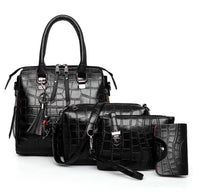 Palmer | 4-Piece Crocodile Pattern Handbag - Black