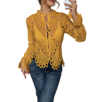SARAH™ – Modern Hollow Detail Blouse - Ginger Yellow