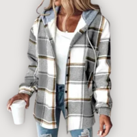 ROWAN – PLAID HOODED JACKET - Grey