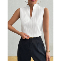BLESSICA™ – Classic Sleeveless Striped Top - White