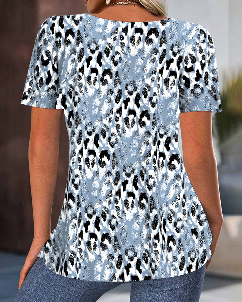 Laura | Round Neck Short Sleeve Printed T-Shirt