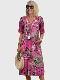 Yvonna™ | Elegant Floral Midi Dress - Blush Pink