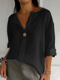 NAYLA™ - Casual V-Neck Blouse - Black