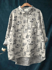 Ivy | Women's Cute Dog Print Casual Shirt - Multicolour