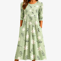 Sage Blossom Everyday Pocket Midi Dress - S