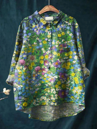 Imogen | Women's Vintage Floral Art Print Casual Shirt - Multicolour