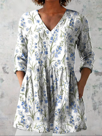 Jeanne | Long Blouse with V-Neck - White