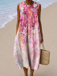 Alice - Women's Midi Dress with Sleeveless Relaxed Fit - S