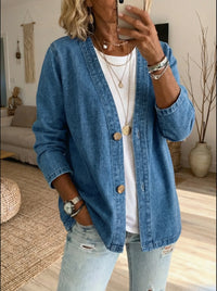 Dariah - Denim Button Coat - Blue