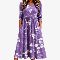 Lavender Bloom Comfort Pocket Midi Dress - S