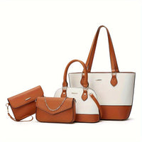 Amora | Mother and Daughter Matching Bag Set - White With Brown