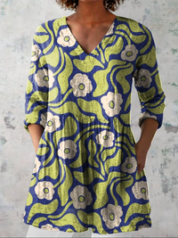 Elodie | Long Blouse with V-Neck - Green