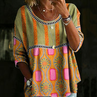Vintage Casual Blouse - Multicolor