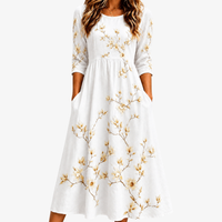 Ivory Blossom Grace Pocket Midi Dress - S
