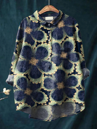 Jessica | Women's Vintage Floral Art Print Casual Shirt - Multicolour