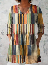 Chloe | Long Blouse with V-Neck - Multicolor