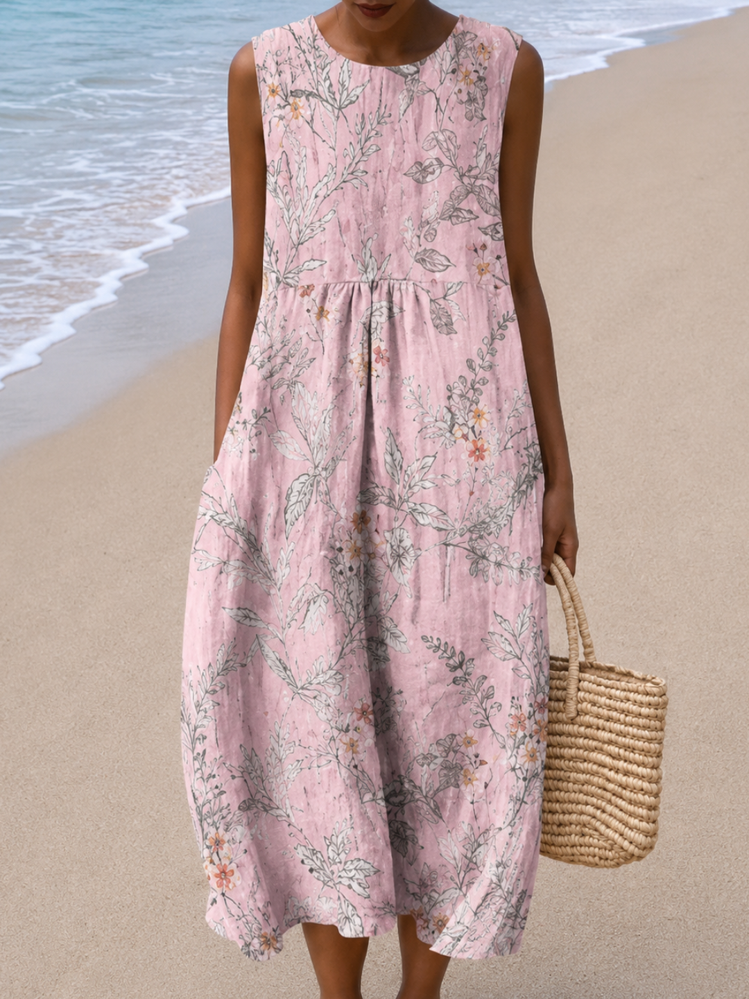 Brooklyn - Women's Sleeveless Midi Dress with Relaxed Fit