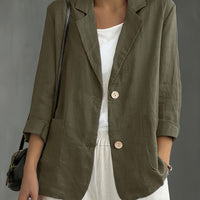 Margaret – Casual Cotton Blazer - Fern Green