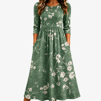 Evergreen Bloom Relaxed Pocket Midi Dress - S