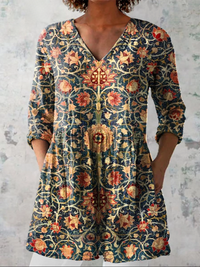 Celine | Long Blouse with V-Neck - Multicolor