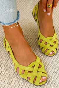 Quennie - Woven Summer Sandals - Neon Green