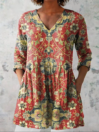 Lea | Long Blouse with V-Neck - Multicolor