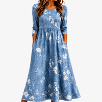 Bluebell Breeze Floral Pocket Midi Dress - S