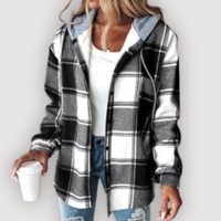 ROWAN – PLAID HOODED JACKET - Black