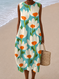 Charlotte - Women's Sleeveless Midi Dress with Relaxed Fit - S