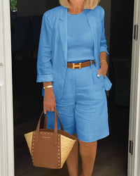Riley - Stylish Two-Piece Suit Set - Blue