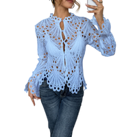 SARAH™ – Modern Hollow Detail Blouse - Blue