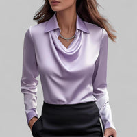 Patricia | Draped Neck Blouse - Purple
