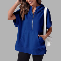 EMERLINDA™ – Relaxed Oversized Half-Zip Summer Hoodie - Blue