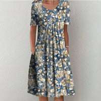 Gigi™ | Cotton Tummy Coverage Dress - Light Floral Blue