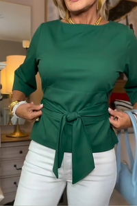 Edith | Stylish Bow Waist Top (1+1 Free – Add 2 to Your Cart to Receive Your Free Item) - Green