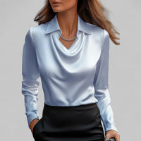 Patricia | Draped Neck Blouse - Blue