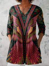 Manon | Long Blouse with V-Neck - Multicolor