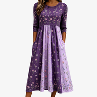 Lavender Wildflower Panel Midi Dress - S