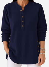 Harperly – Long Sleeve Solid Knit Sweater - Navy Blue