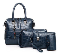 Palmer | 4-Piece Crocodile Pattern Handbag - Blue