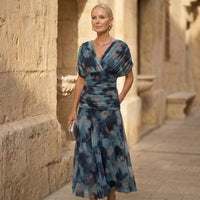 Luna | Elegant Blue Dress - Blue Watercolor