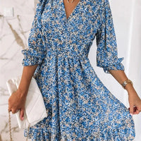 Sunna - Elegant Floral Dress - Blue