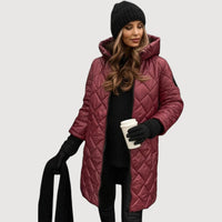 LENARA – COSY QUILTED COAT - Red