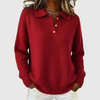Isabel | Cozy Collared Knit Sweater - Red