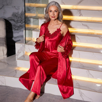 Eunice | Women 3-Piece Sleepwear Set - Red