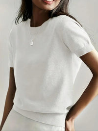 CIELA™ – Lightweight Short Sleeve Crewneck Pullover Top - White